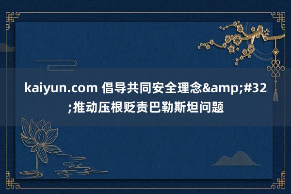 kaiyun.com 倡导共同安全理念&#32;推动压根贬责巴勒斯坦问题