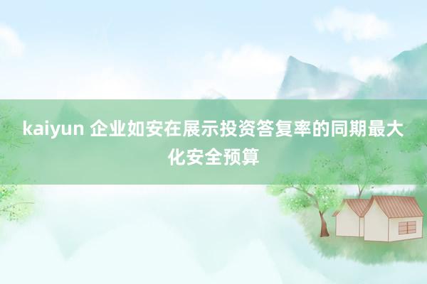 kaiyun 企业如安在展示投资答复率的同期最大化安全预算