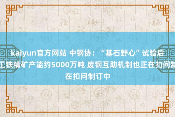 kaiyun官方网站 中钢协：“基石野心”试验后已开工铁精矿产能约5000万吨 废钢互助机制也正在扣问制订中