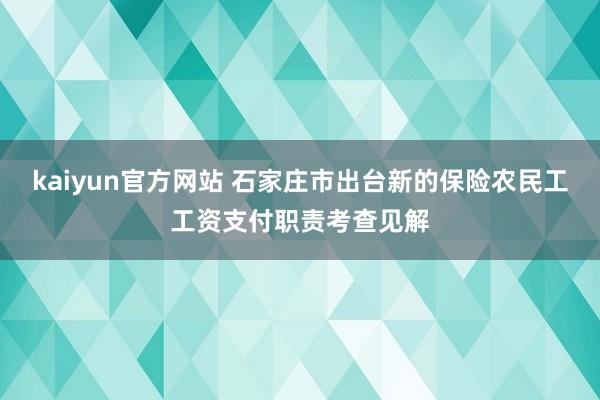 kaiyun官方网站 石家庄市出台新的保险农民工工资支付职责考查见解