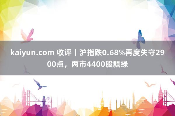 kaiyun.com 收评｜沪指跌0.68%再度失守2900点，两市4400股飘绿