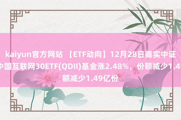 kaiyun官方网站 【ETF动向】12月28日嘉实中证国外中国互联网30ETF(QDII)基金涨2.48%，份额减少1.49亿份