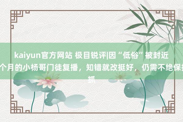 kaiyun官方网站 极目锐评|因“低俗”被封近1个月的小杨哥门徒复播，知错就改挺好，仍需不绝保抓