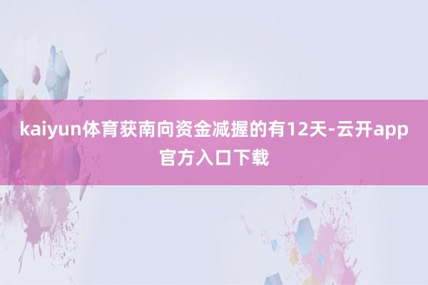 kaiyun体育获南向资金减握的有12天-云开app官方入口下载