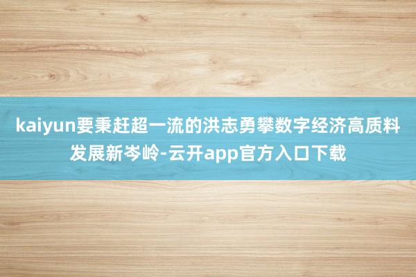 kaiyun要秉赶超一流的洪志勇攀数字经济高质料发展新岑岭-云开app官方入口下载